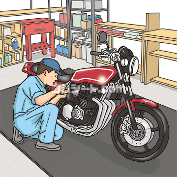 バイクの修理工場に耐油性ゴムマット!
