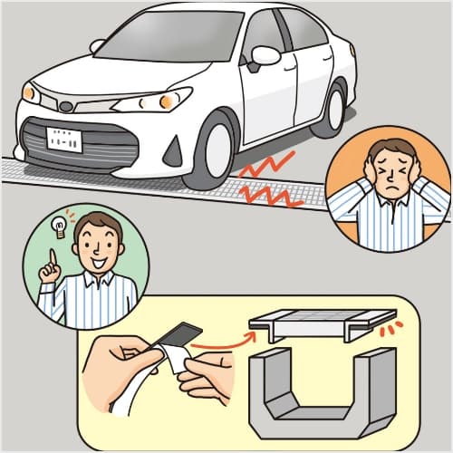 グレーチングのアングルにゴムパッキン