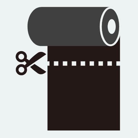 幅固定で長さ指定に応じてカットする切り売りゴムの図。