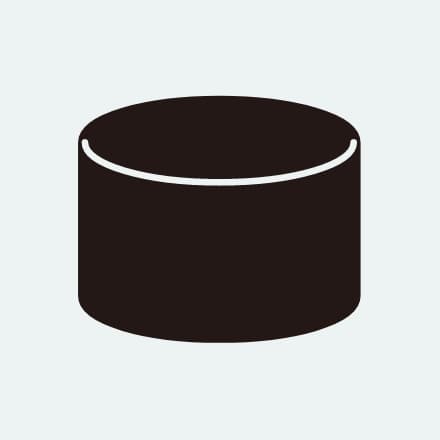 厚みと外径を指定してカットする丸型ゴムブロックの図。