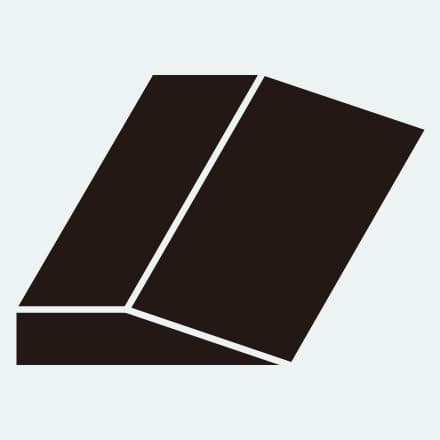 片側を斜めに加工したテーパーゴムの図。