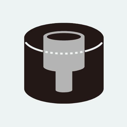 ザグリ穴付き丸型ゴムの図。