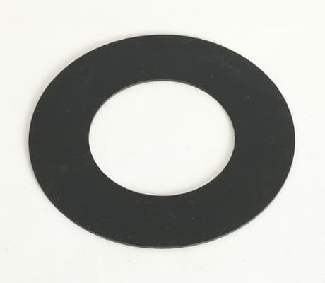 円形ゴムパッキン。中央に丸穴を開けたドーナツ形のカットサンプル。