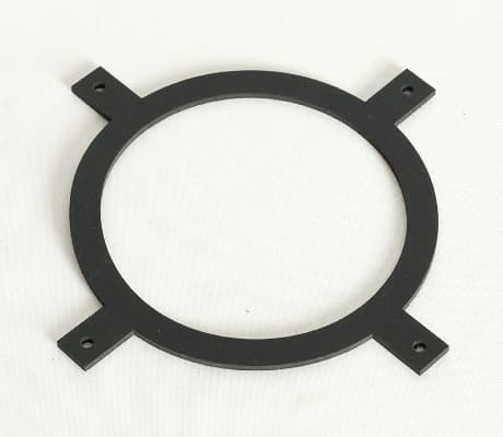 突起付きの丸型ゴムパッキン。固定用タブが付いた特殊形状サンプル。