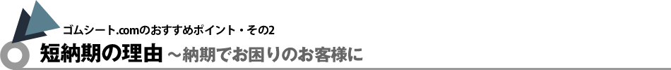 ゴムシート.comのおすすめポイント・その2｜短納期の理由〜納期でお困りのお客様に